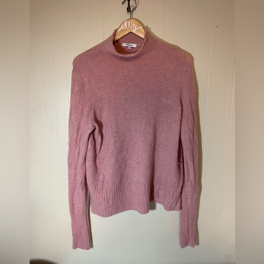 Madewell mock turtle neck sweater alpaca blend light pink